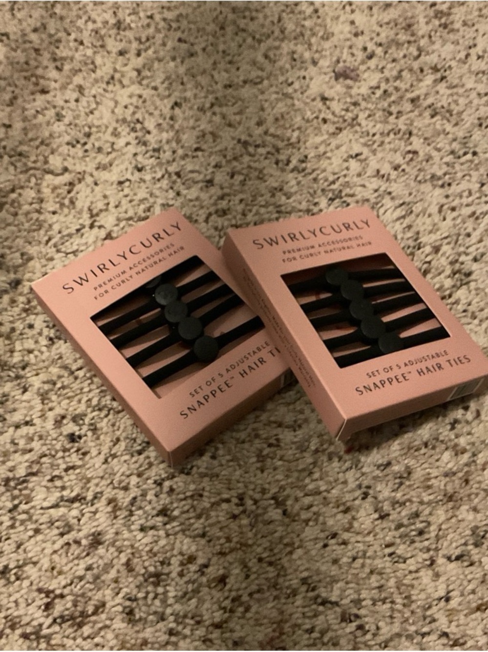 Snap Black Hair Ties in Pink SwirlyCurly Boxes
